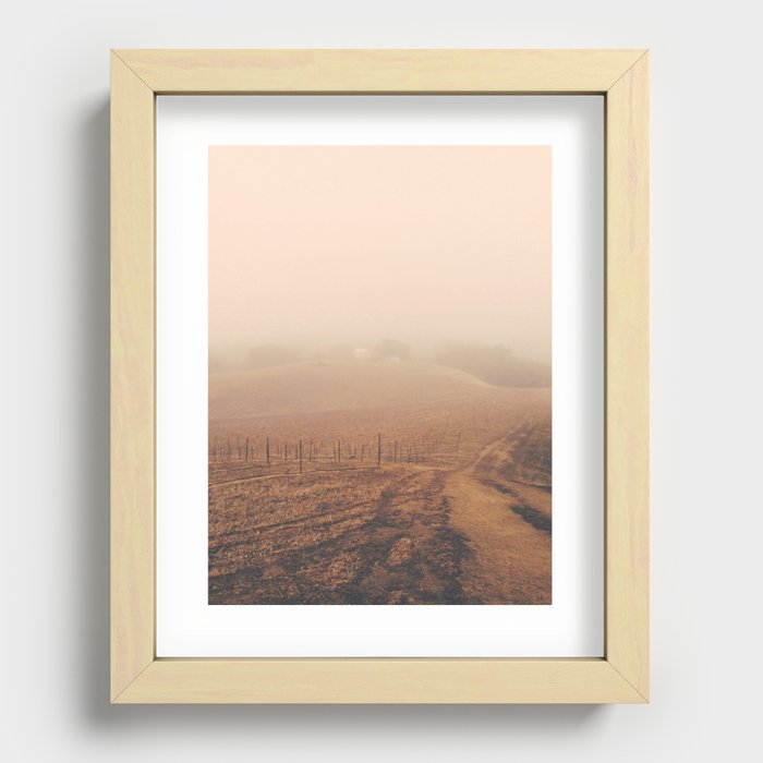 Shed in the Fog Recessed Framed Print