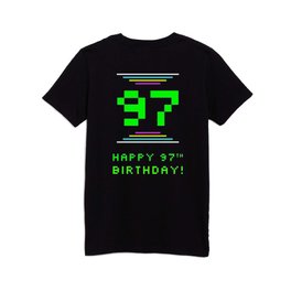 [ Thumbnail: 97th Birthday - Nerdy Geeky Pixelated 8-Bit Computing Graphics Inspired Look Kids T Shirt Kids T-Shirt ]