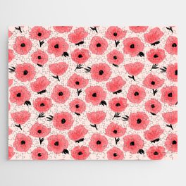 Pink Abstract Poppies Jigsaw Puzzle