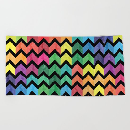 Watercolor Chevron Pattern V Beach Towel