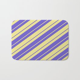 [ Thumbnail: Tan and Slate Blue Colored Lines/Stripes Pattern Bath Mat ]