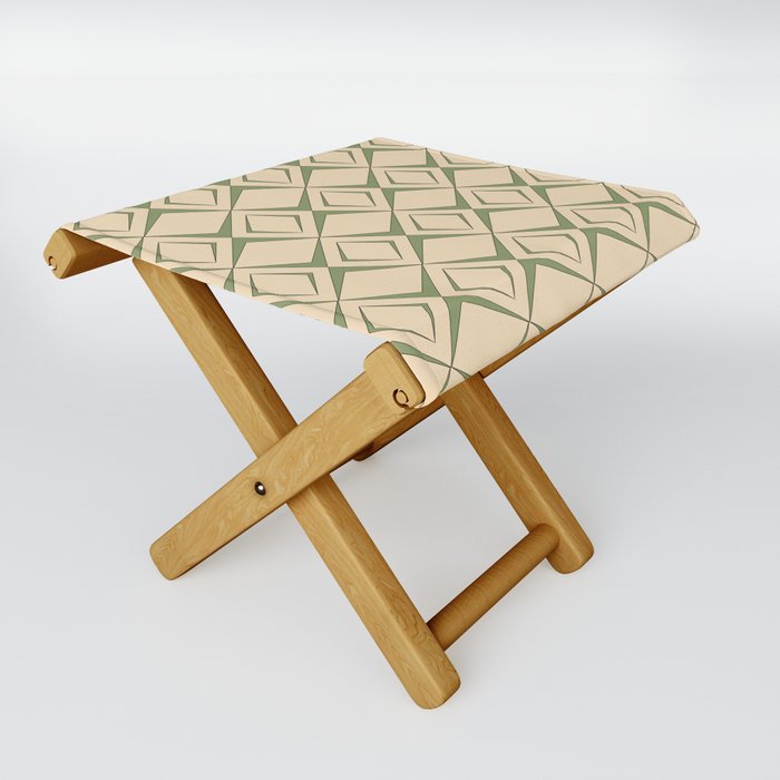 Retro 1960s geometric pattern design 4 Folding Stool