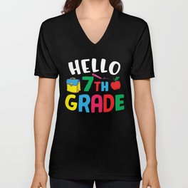 Hello 7th Grade Back To School V Neck T Shirt