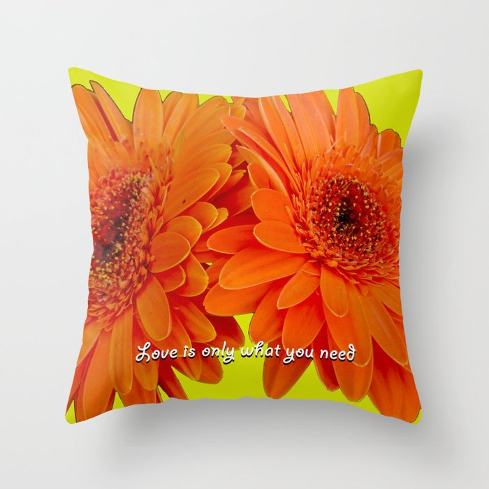 Daisy flowers (Marguerite) " Love is only what you need" Throw Pillow