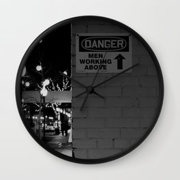 Danger: Men Working Above Wall Clock