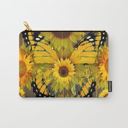 SUNFLOWER BOTANICALS YELLOW MONARCH BUTTERFLY Carry-All Pouch