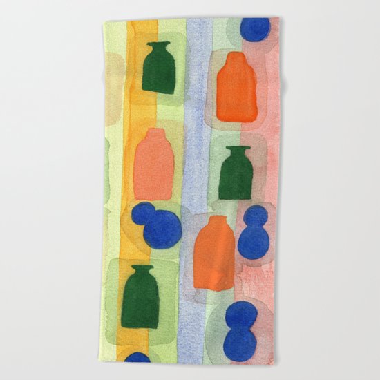 One Vase Toppled Over Beach Towel