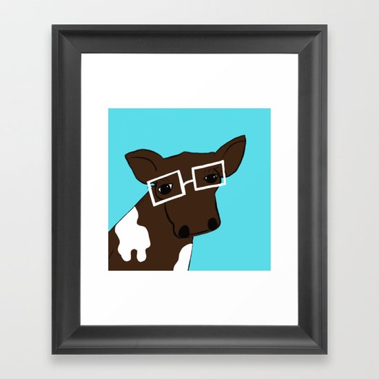 Hipster Cow Framed Art Print