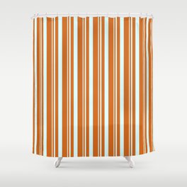 [ Thumbnail: Light Cyan & Chocolate Colored Striped Pattern Shower Curtain ]