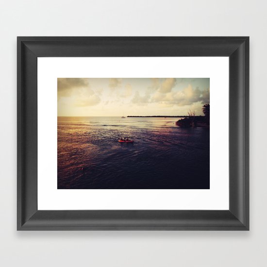 Rowing at Sunset Framed Art Print