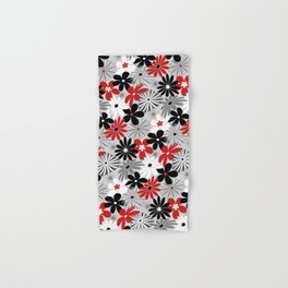 Funky Flowers in Red, Gray, Black and White Hand & Bath Towel