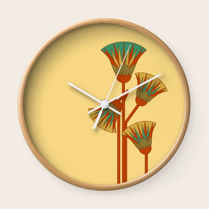 Ancient Egyptian Lotus Colorful Wall Clock By Ratherswell - Colorful Wall Clocks Ancient Egyptian Lotus Colorful Wall Clock By Ratherswell - Colorful Wall Clocks