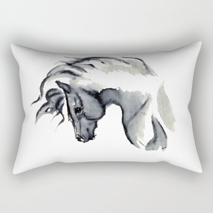 Gray Horse in ink Rectangular Pillow