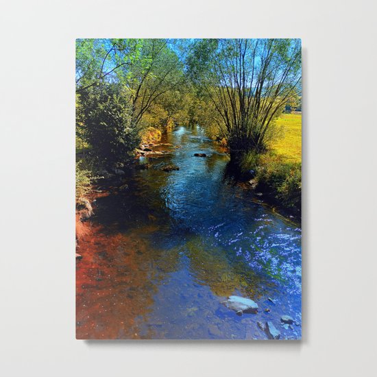 Vibrant river in autumn season Metal Print