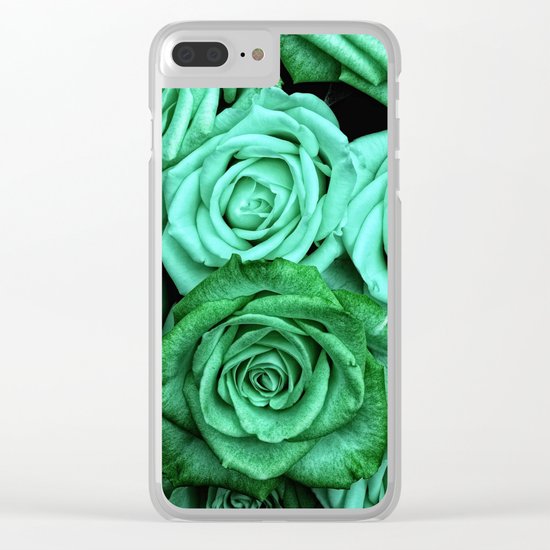 Sea Green Roses Clear iPhone Case
