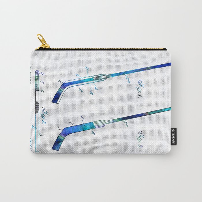 Blue Hockey Stick Art Patent - Sharon Cummings Carry-All Pouch