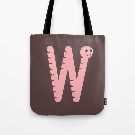 Letter W // Animal Alphabet // Worm Monogram Tote Bag