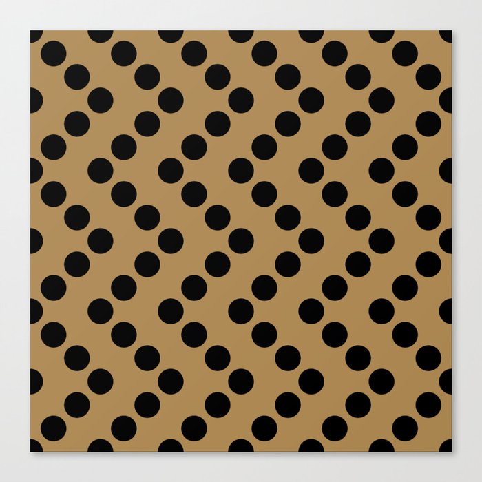 Retro Geometric Polka Dots Zigzag on Christmas Gold Brown Canvas Print
