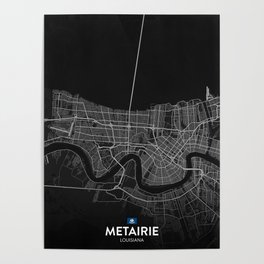 Metairie, Louisiana, United States - Dark City Map Poster