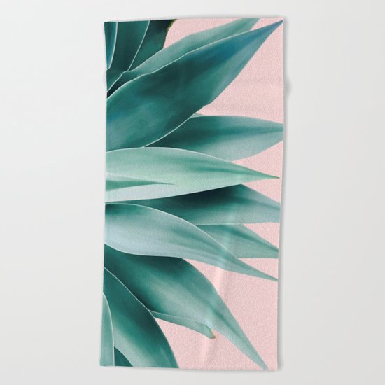 Agave fringe - blush Beach Towel