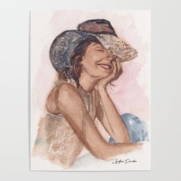 A woman with Summer hat Poster