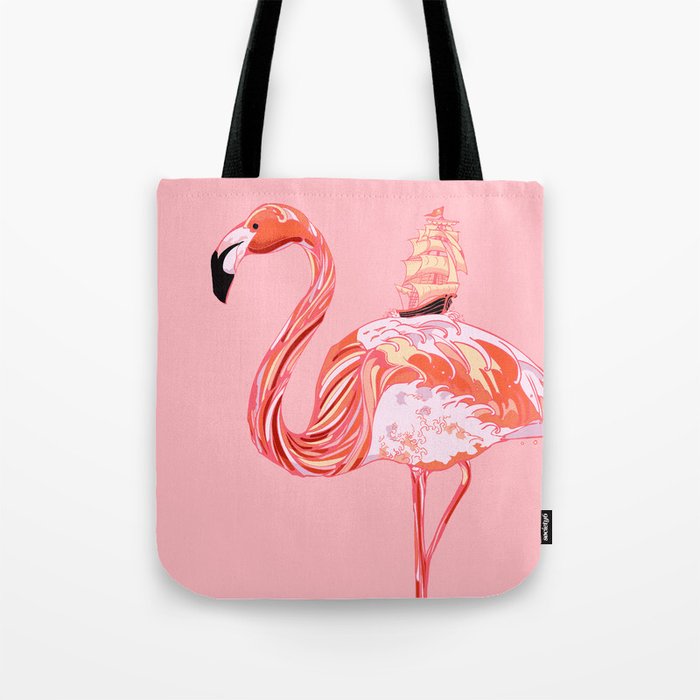Flamingo & Sea Tote Bag