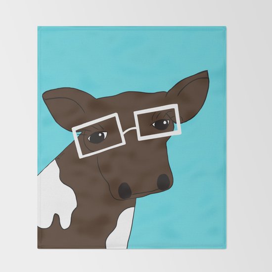 Matilda the Hipster Cow Throw Blanket