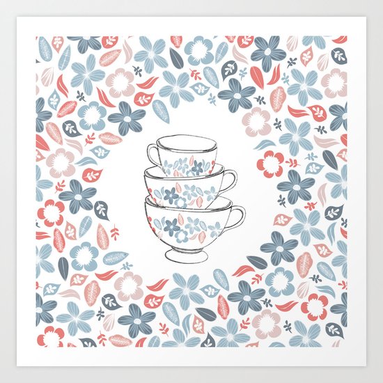 A bunch of flowers is just my cup of tea Art Print