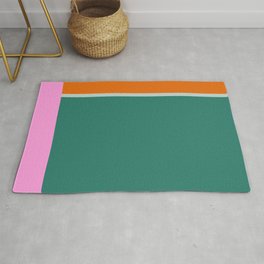Color Block in Green and Orange Area & Throw Rug