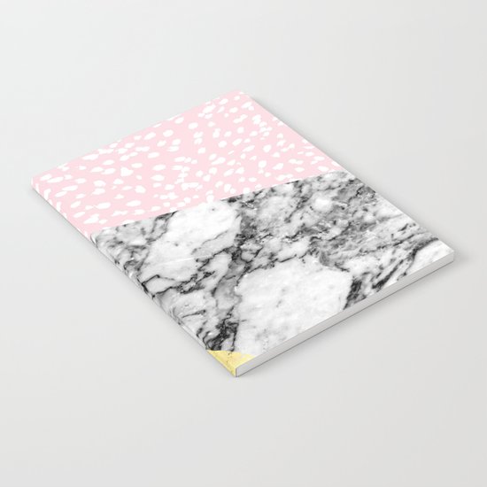 Trini - abstract painting texture gold pastel pink marble trendy hipster minimal art design bklyn Notebook