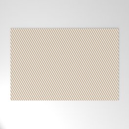 [ Thumbnail: White and Tan Colored Stripes/Lines Pattern Welcome Mat ]