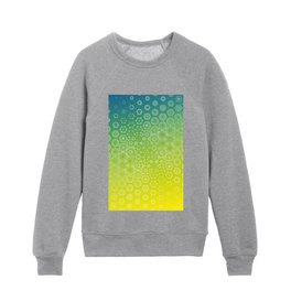 Gradient abstract honeycomb generative morph lime and blue pattern Kids Crewneck