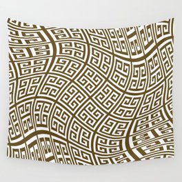 Dark Brown and White Greek Key Liquify Wall Tapestry
