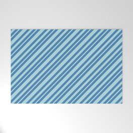 [ Thumbnail: Blue & Powder Blue Colored Striped/Lined Pattern Welcome Mat ]