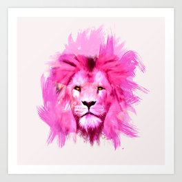 A pink lion looked at me Art Print