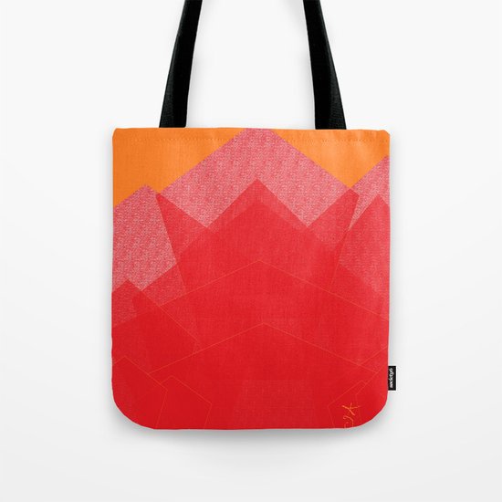 Colorful Red Abstract Mountain Tote Bag