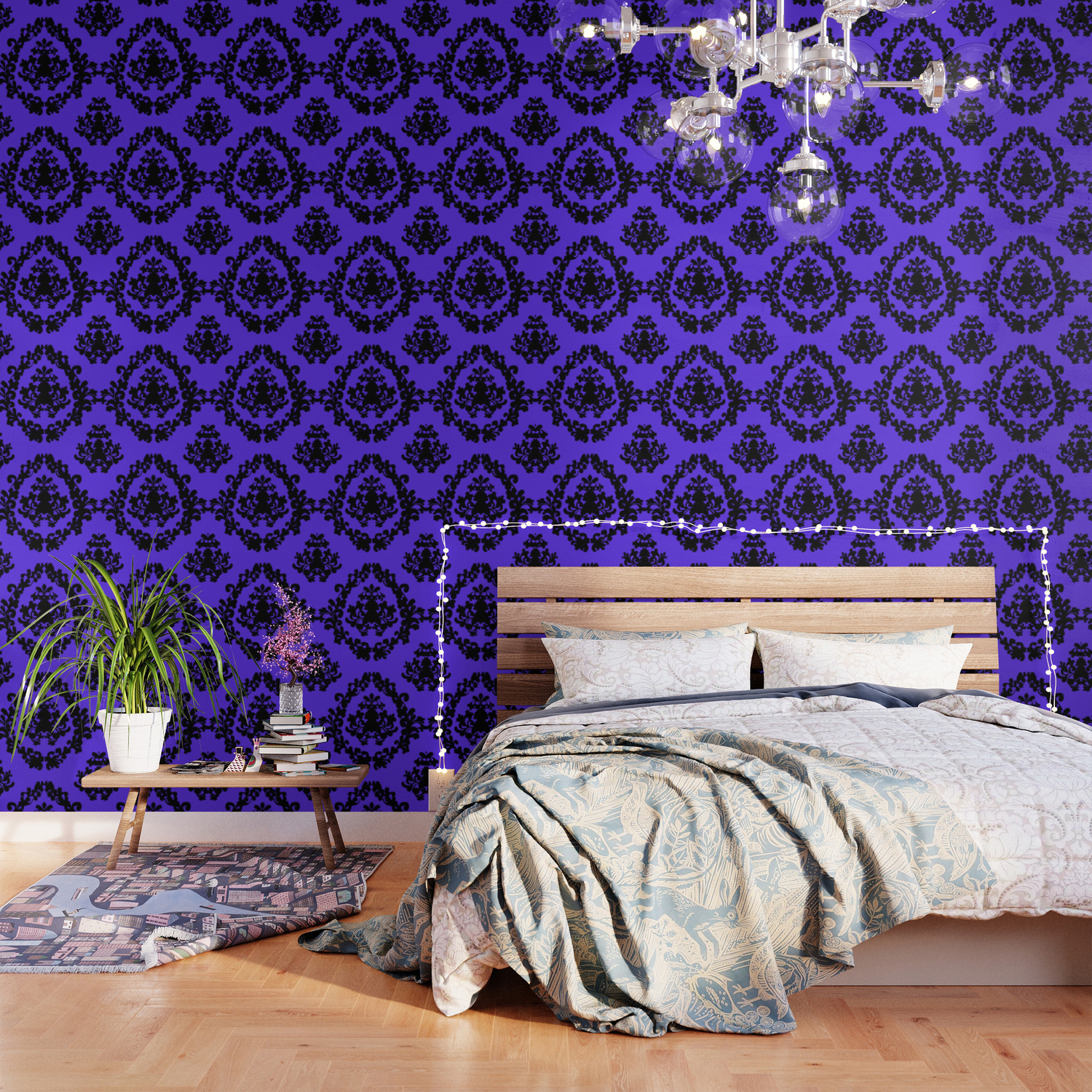 Victorian Damask Purple and Black Wallpaper by Art is Wonderful | Society6