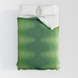 Retro 1970s Style Sonic Wave Pattern 230 Green Comforter