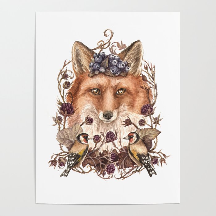 Blueberry fox Poster