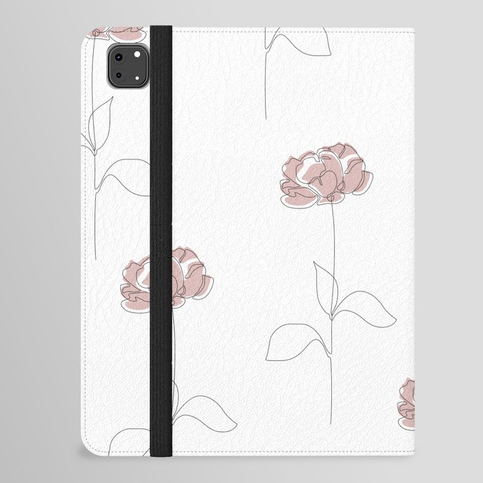 Blush Peony / Single pink flower line drawing iPad Folio Case