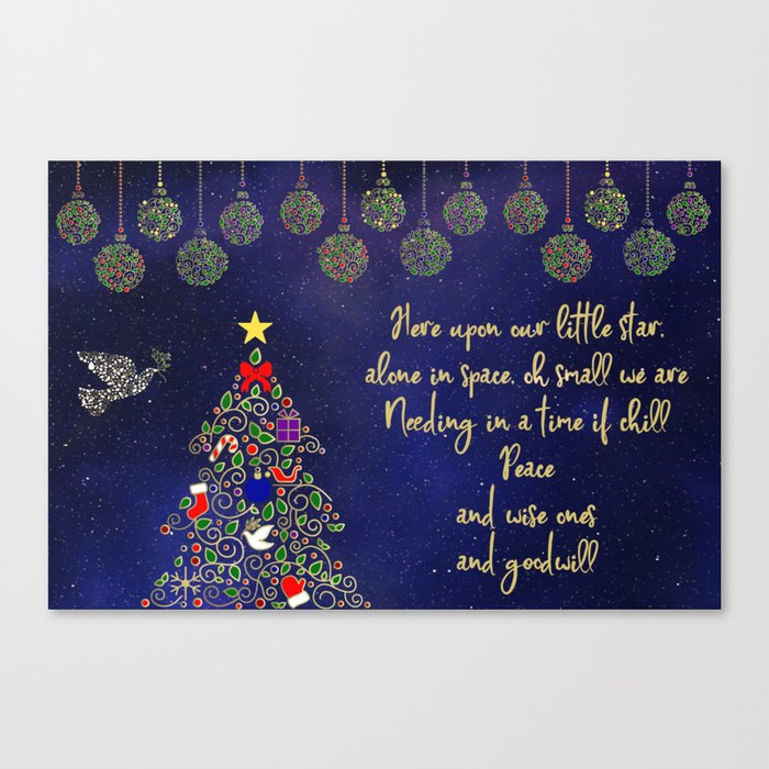 Blue and Gold Christmas Night Canvas Print