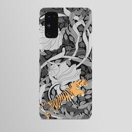 William Morris floral pattern with Tiger Achromatic Android Case
