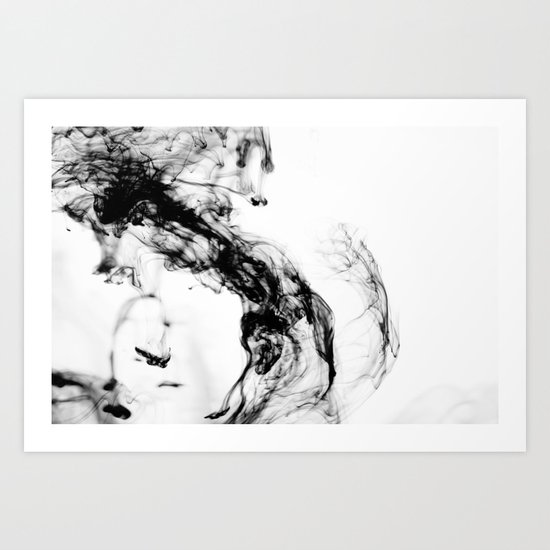 MONOCHROME MARBLE / INDIAN INK IN WATER Art Print