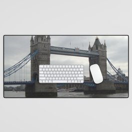 Great Britain Photography - Tower Bridge Under The Gray Sky Desk Mat