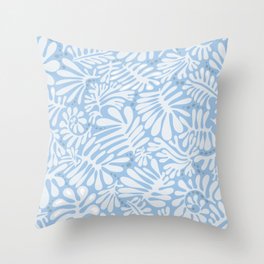 Matisse leaves pattern modern minimalistic light sky blue Throw Pillow