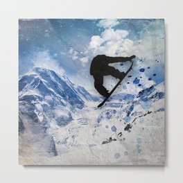 Snowboarder In Flight Metal Print