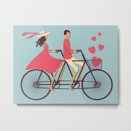 Love Couple riding on the bike Metal Print