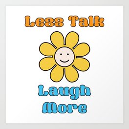 Less talk and Laugh More Cute Typograhy - Red And Navy Art Print