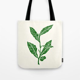 Green Tea Leaf Block Print Tote Bag