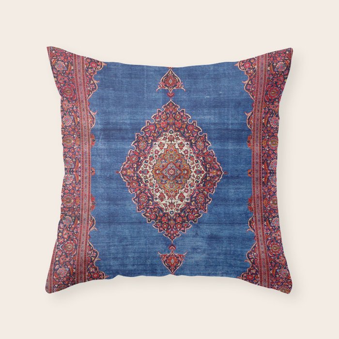 Silk Kashan Central Persian Rug Print Throw Pillow by Vicky Brago